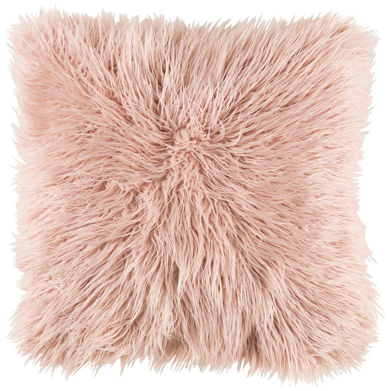 Image 1 Surya Kharaa Blush Faux Fur 18 inch Square Decorative Pillow