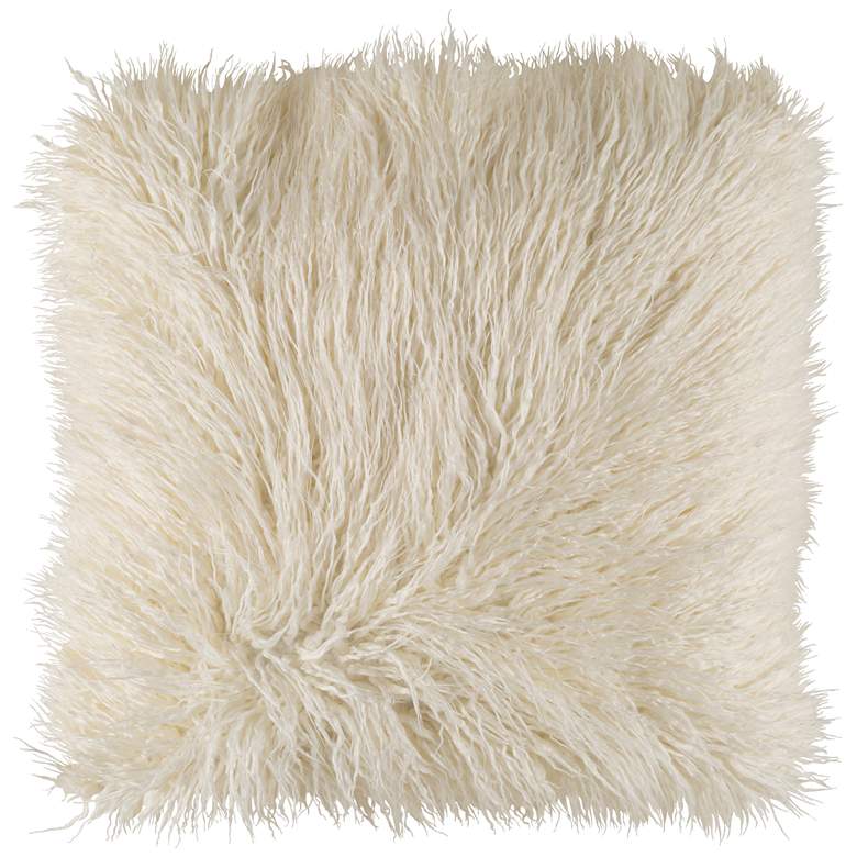 Surya Kharaa White Faux Fur 18&quot; Square Decorative Pillow
