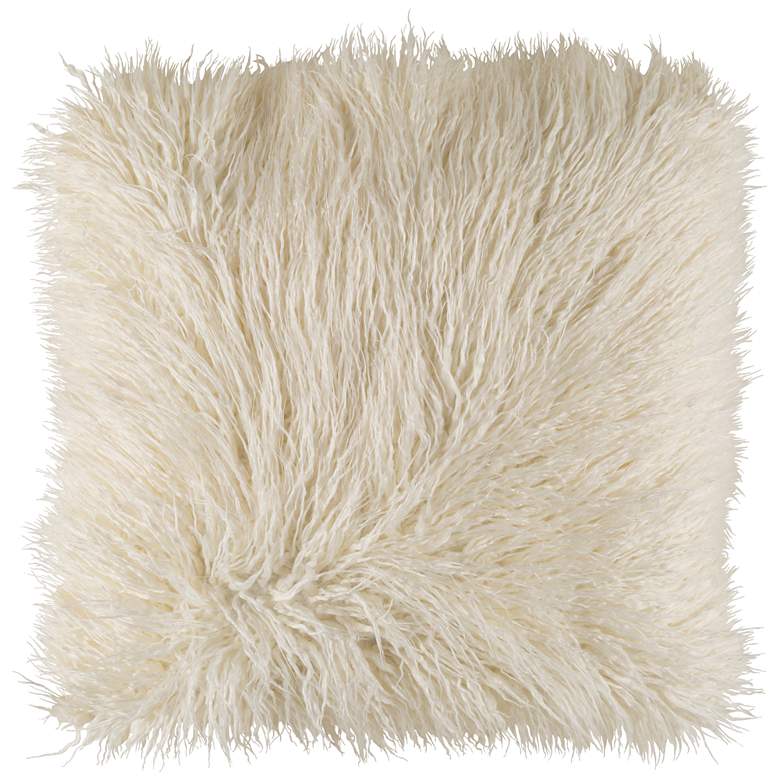 Image 1 Surya Kharaa White Faux Fur 18" Square Decorative Pillow