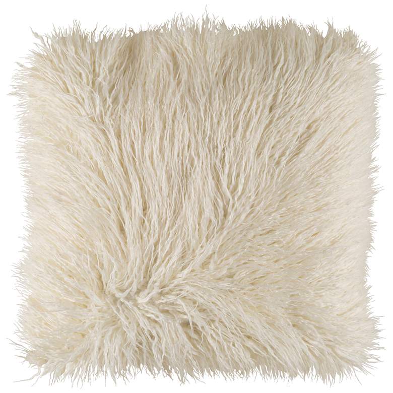 Image 1 Surya Kharaa White Faux Fur 18 inch Square Decorative Pillow