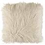 Surya Kharaa White Faux Fur 18" Square Decorative Pillow