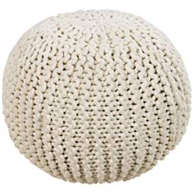 Image1 of Surya Knit Sesame Wool Round Pouf Ottoman