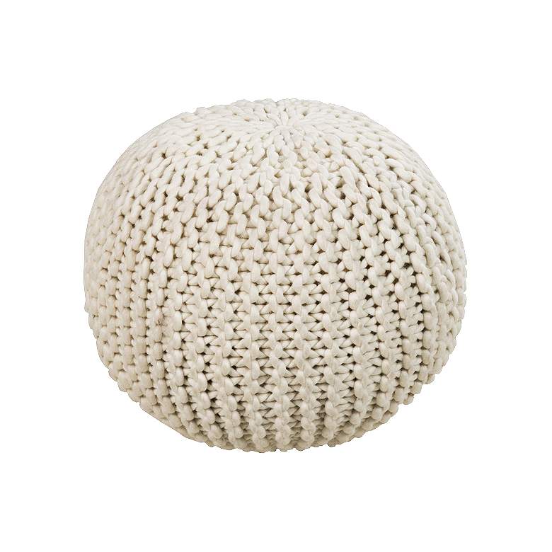 Image 1 Surya Knit Sesame Wool Round Pouf Ottoman