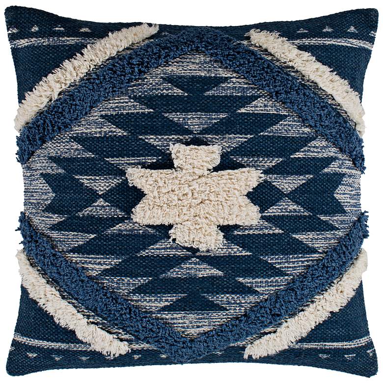 Image 1 Surya Lachlan Denim Navy Cream 18" Square Decorative Pillow