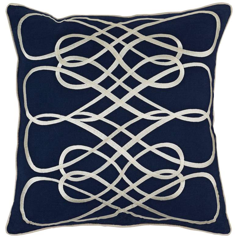 Image 1 Surya Leah Blue and Neutral 18 inch Square Throw Pillow