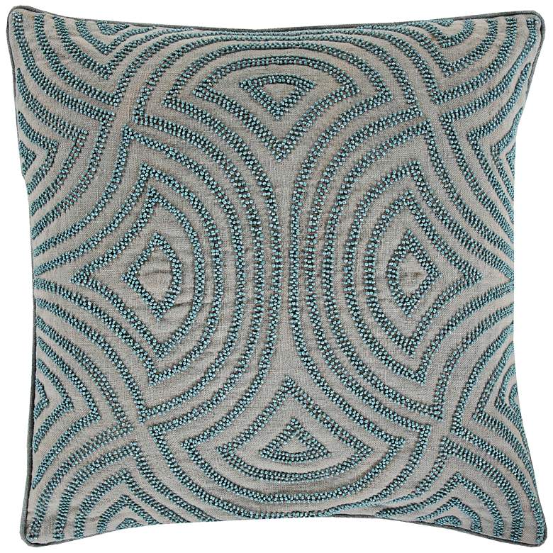 Image 1 Surya Linen and Beads Dark Gray 18 inch Square Throw Pillow