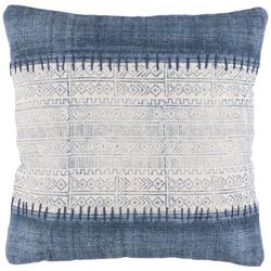 Surya Lola Cream Pale Blue Navy 20&quot; Square Decorative Pillow