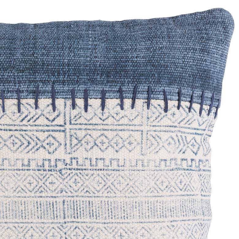 Image 2 Surya Lola Cream Pale Blue Navy 20" Square Decorative Pillow more views