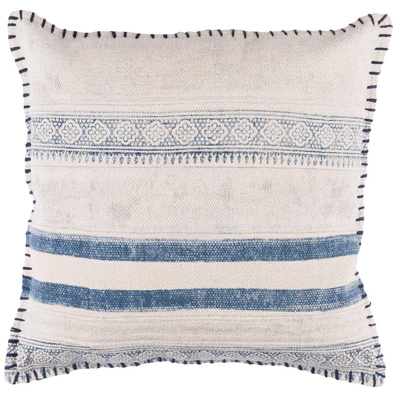 Image 1 Surya Lola Navy Cream Pale Blue 20" Square Decorative Pillow