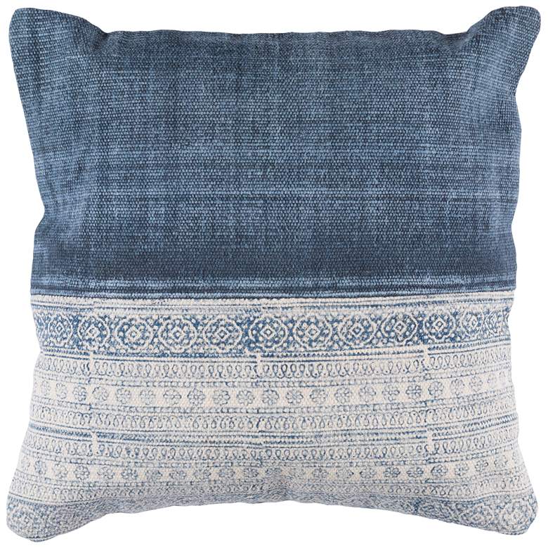 Image 1 Surya Lola Pale Blue Cream Navy 20 inch Square Decorative Pillow