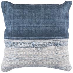 Surya Lola Pale Blue Cream Navy 20&quot; Square Decorative Pillow