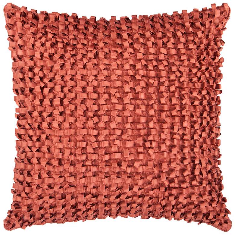 Image 1 Surya Looped 18 inch Square Clay Red Throw Pillow