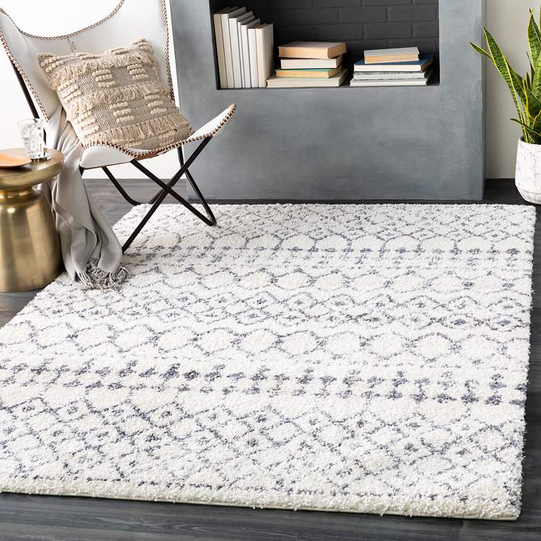 Image 1 Surya Maroc Shag MRS-2310 5'x8' Gray and White Area Rug