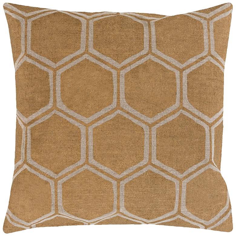 Image 1 Surya Metallic Stamped Hexagon Gold 20 inchW Throw Pillow