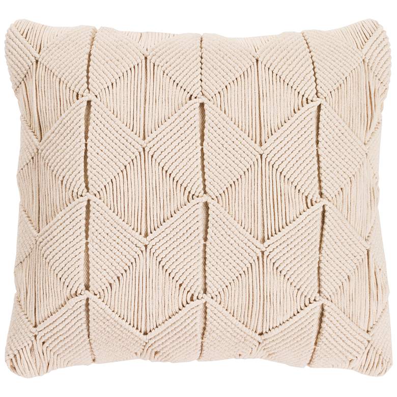Surya Migramah Cream Cotton 22&quot; Square Decorative Pillow