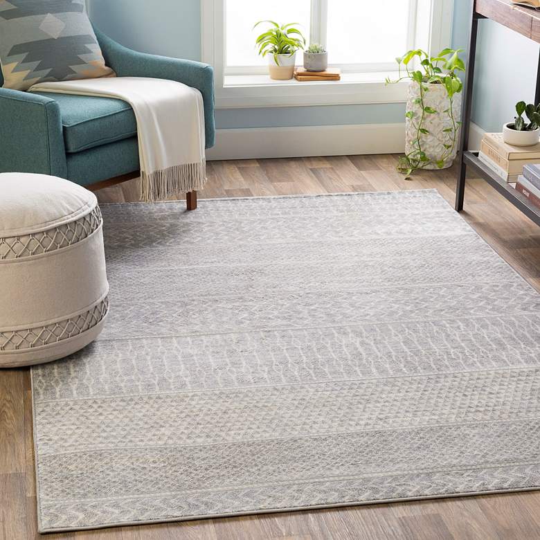 Image 1 Surya Monaco MOC-2304 5&#39;x8&#39; Silver Gray and Cream Area Rug