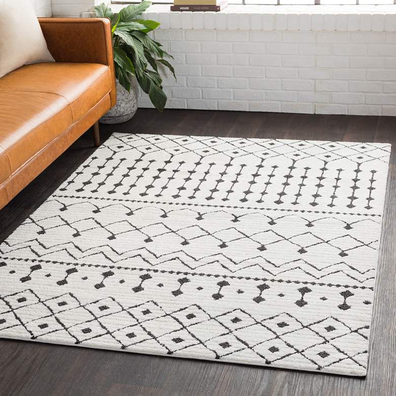 Image 1 Surya Moroccan Shag MCS-2309 5&#39;x8&#39; Black and White Area Rug