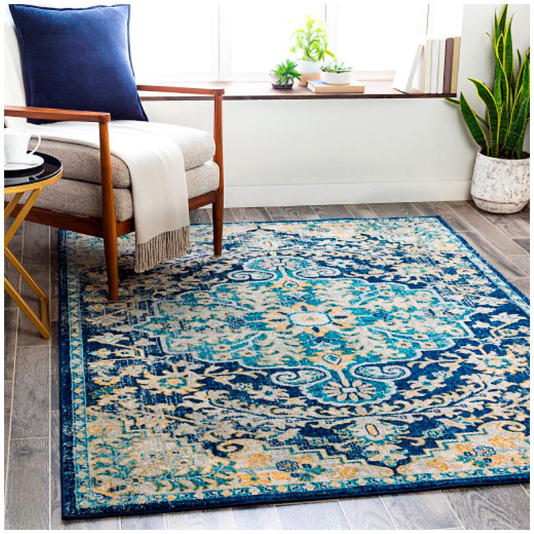 Image 1 Surya Murat MUT-2320 5&#39;3 inchx7&#39;3 inch Navy and Sky Blue Area Rug