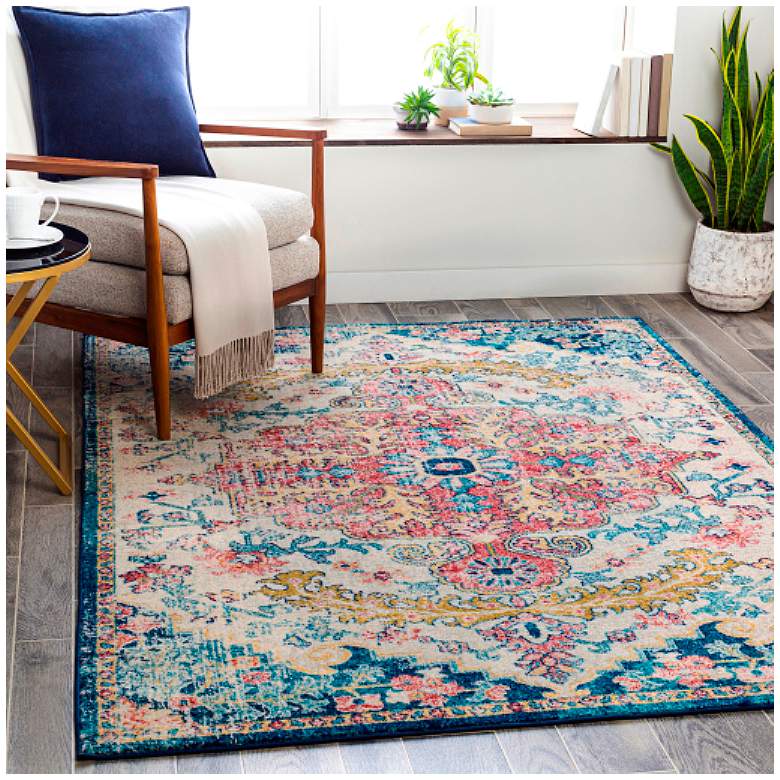 Image 1 Surya Murat MUT-2321 5'3"x7'3" Sky Blue and Garnet Area R