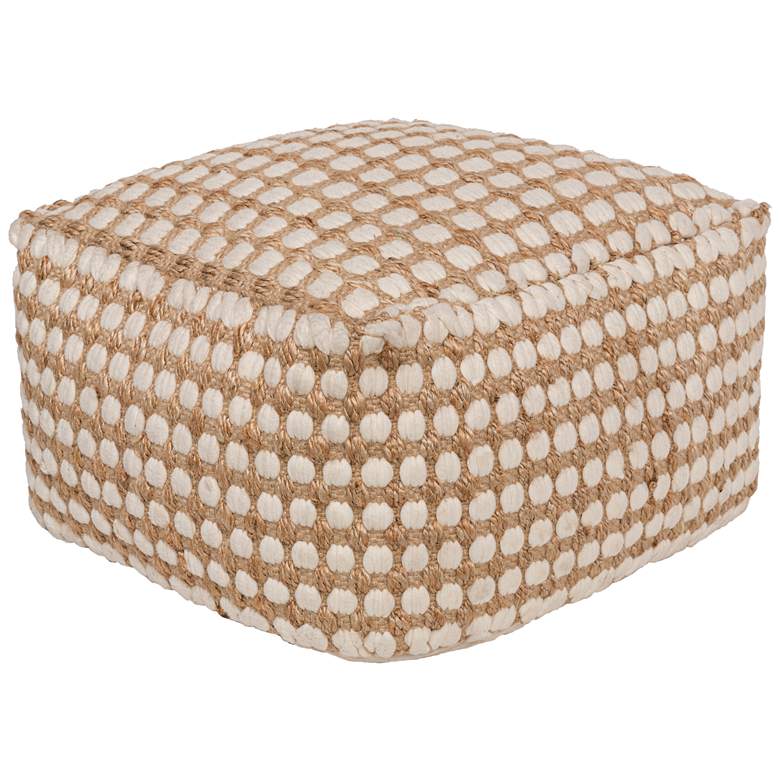 Image 1 Surya Oak Cove White and Khaki Woven Pouf Ottoman