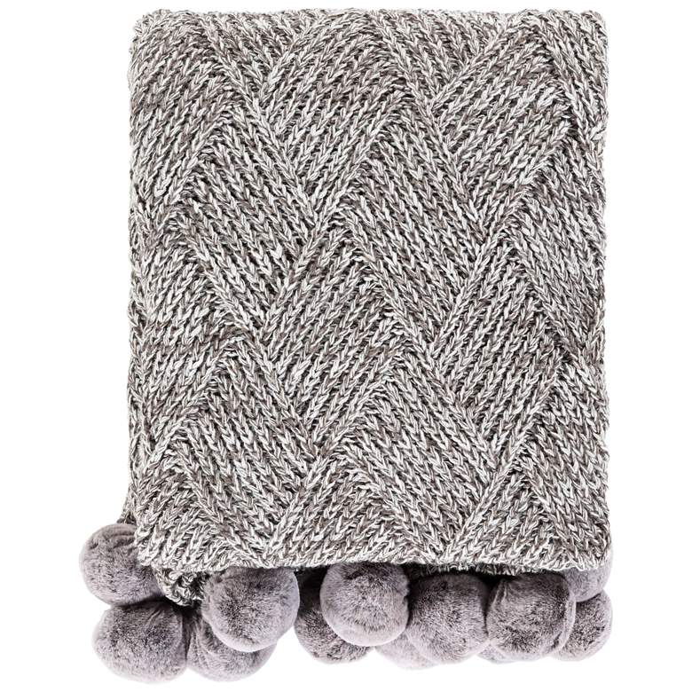 Image 1 Surya Odella Charcoal White Knitted Decorative Throw Blanket