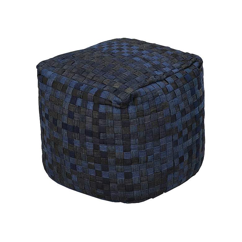 Image 1 Surya Ombre Blue Navy Charcoal 18 inch Square Pouf Ottoman