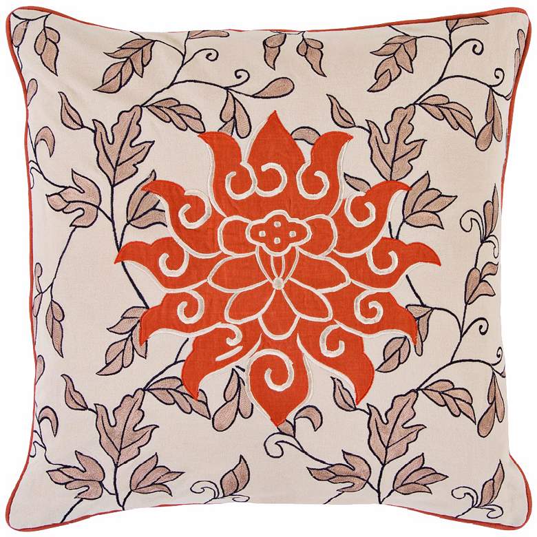 Image 1 Surya Orange Flower 18 inch Square Accent Pillow
