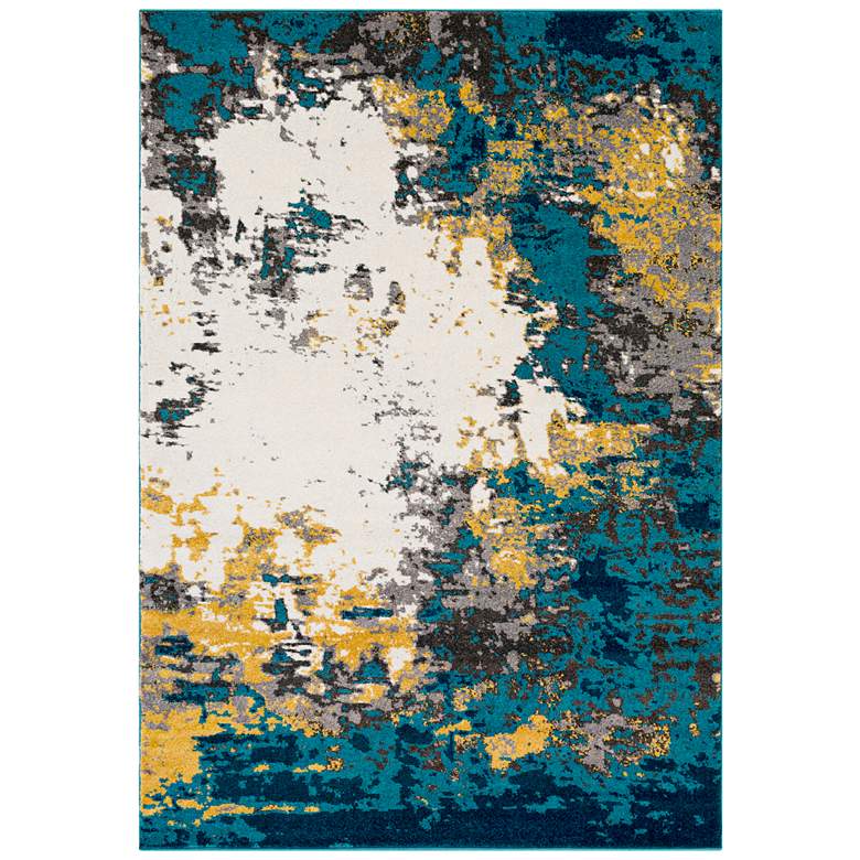 Image 2 Surya Pepin PEI-1012 5'x8' Bright Blue and Mustard Area Rug