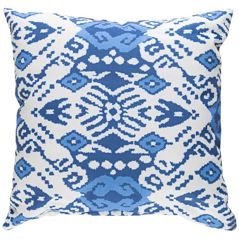 Image 1 Surya Phoebe Blue and White 18 inch Square Indoor-Outdoor Pillow