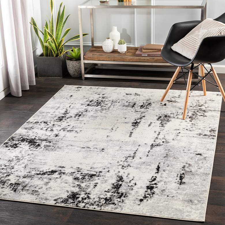 Image 1 Surya Pisa PSS-2303 5&#39;x7&#39; Medium Gray and Black Area Rug