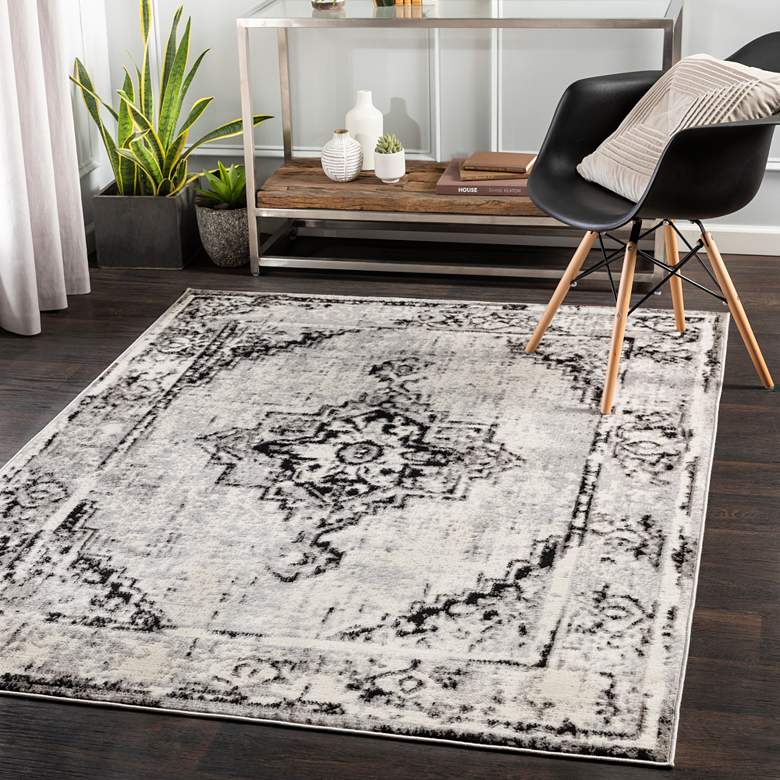 Image 1 Surya Pisa PSS-2314 5'x7' Medium Gray and Black Area Rug