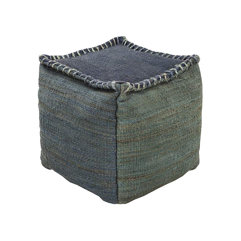 Image 1 Surya Provincial Blue Slate Jute Pouf Ottoman