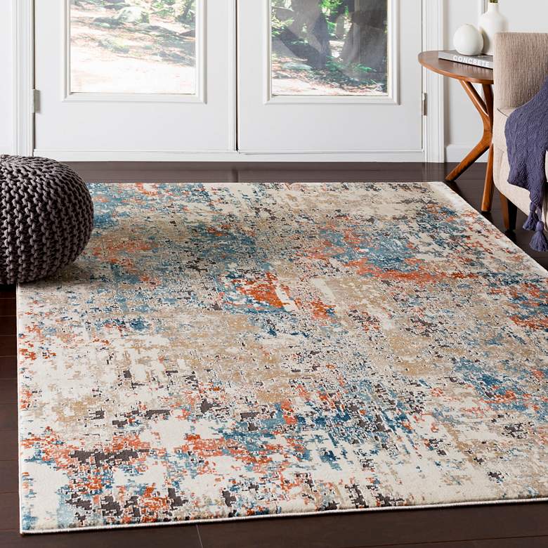 Image 1 Surya Pune PUN-2302 5'x8' Teal and Beige Area Rug