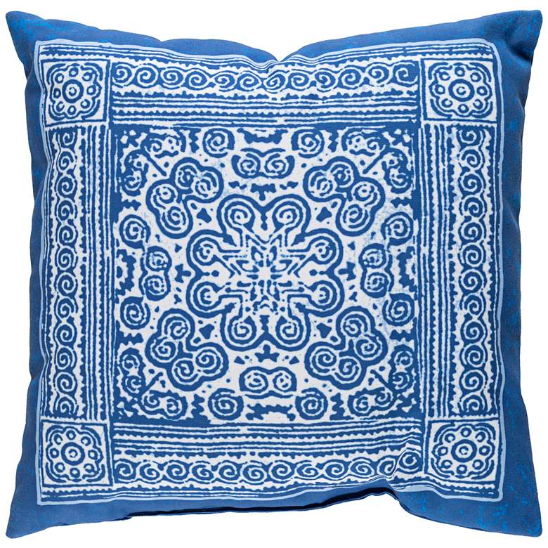 Image 1 Surya Robyn Blue-White 18 inch Square Indoor-Outdoor Pillow