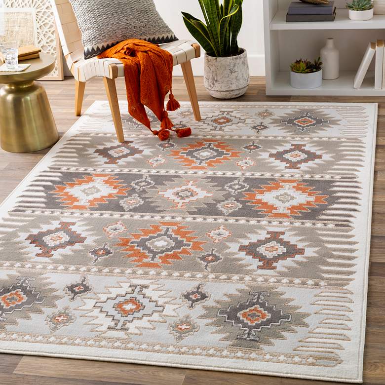 Image 1 Surya Skagen SKG-2303 2'x2'11" Gray and Terracotta Area Rug