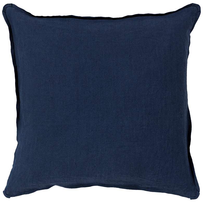 Surya Solid Navy Linen 18&quot; Square Decorative Pillow