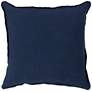 Surya Solid Navy Linen 18" Square Decorative Pillow in scene