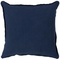 Surya Solid Navy Linen 20&quot; Square Decorative Pillow