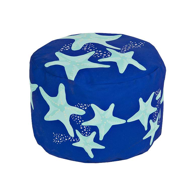 Image 1 Surya Starfish Princess Blue Round Pouf Ottoman