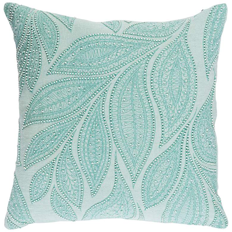 Image 1 Surya Tansy Green and Neutral 18 inch Square Throw Pillow