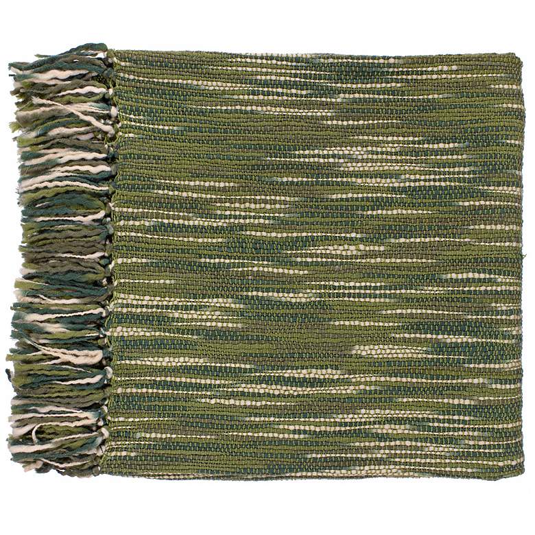 Image 1 Surya Teegan Ivory and Green Throw Blanket