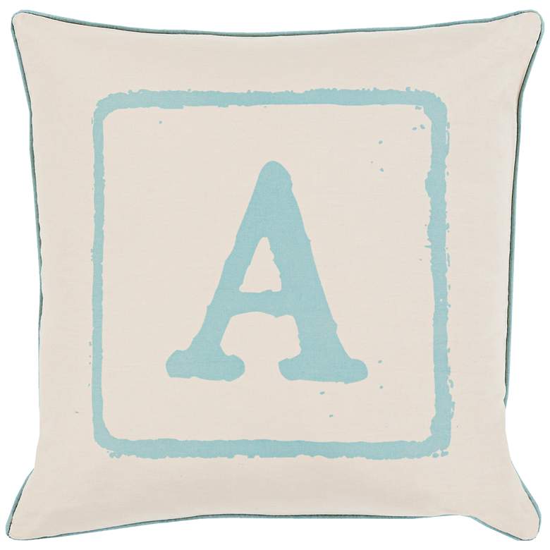 Image 1 Surya The A Team White and Blue 18 inch Square Throw Pillow