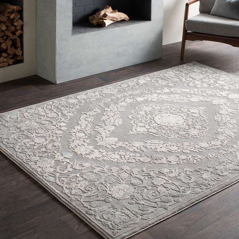 Image 1 Surya Tibetan TBT-2301 5'x8' Charcoal and Khaki Area Rug