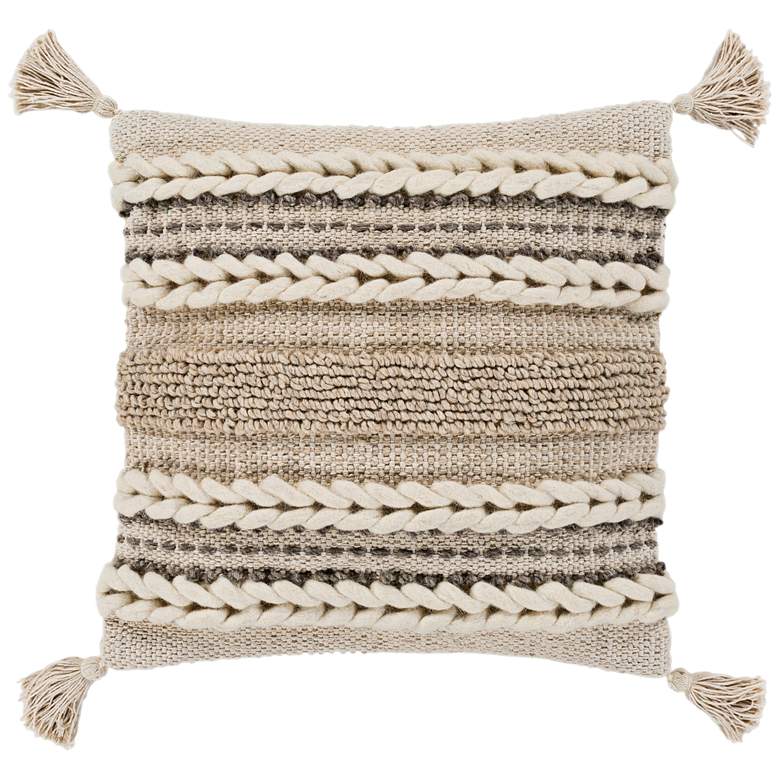 Image 1 Surya Tov Beige Khaki Braided 30" Square Decorative Pillow