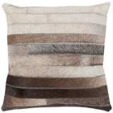 Surya Trail Beige Brown Stripe 18&quot; Square Decorative Pillow