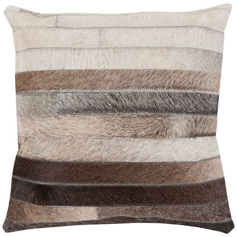 Image 1 Surya Trail Beige Brown Stripe 18" Square Decorative Pillow
