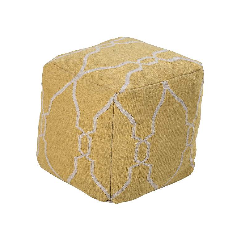 Image 1 Surya Trellis Yolk Yellow Gold Wool Pouf Ottoman