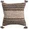 Surya Trenza Black and Brown 20" Square Throw Pillow