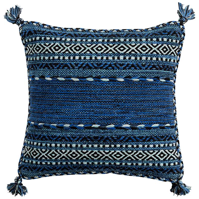 Image 1 Surya Trenza Black Dark Blue 20 inch Square Decorative Pillow