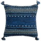 Surya Trenza Black Dark Blue 20&quot; Square Decorative Pillow